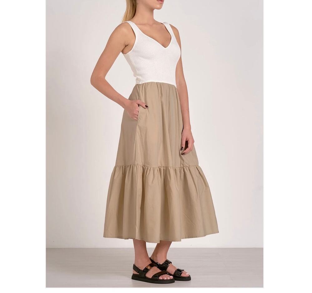 New Elan Rhodes dress sand & white combo size L